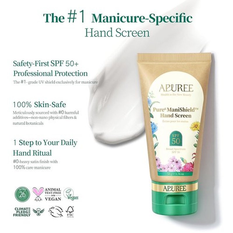 APUREE UV Nail Lamp Hand Sunscreen SPF 50+/PA++++ - Fragrance-Free, Hypoallergenic Formula for Nail Salon & Home Use | Vegan & Cruelty-Free