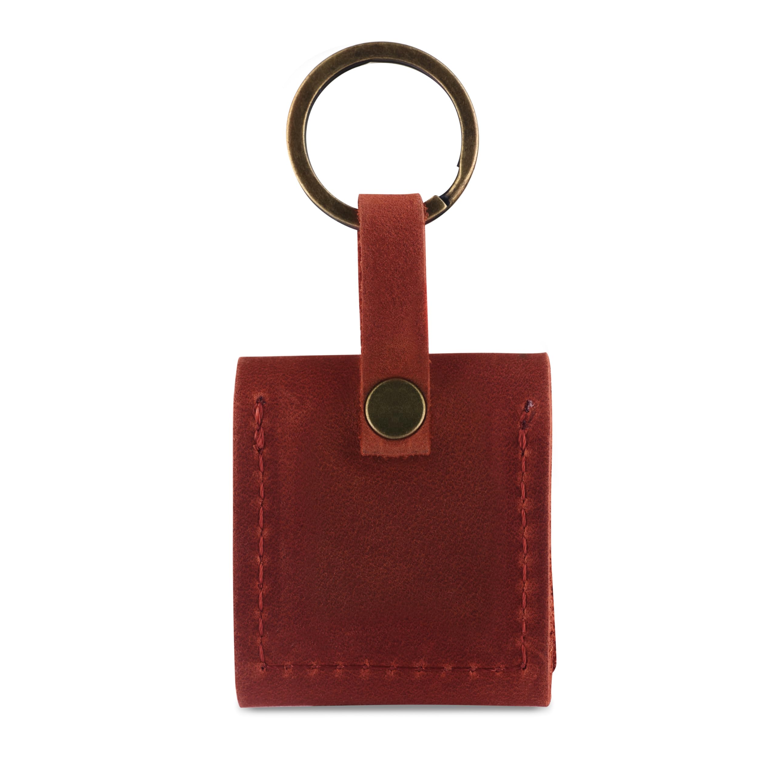 Leather SD Card Holder Keychain, SD Card Case Key Fob, Micro SD Card Holder Organizer, SD Card Storage Case, Memory Card Case Cover, Travel Memory Card Case (Cognac)