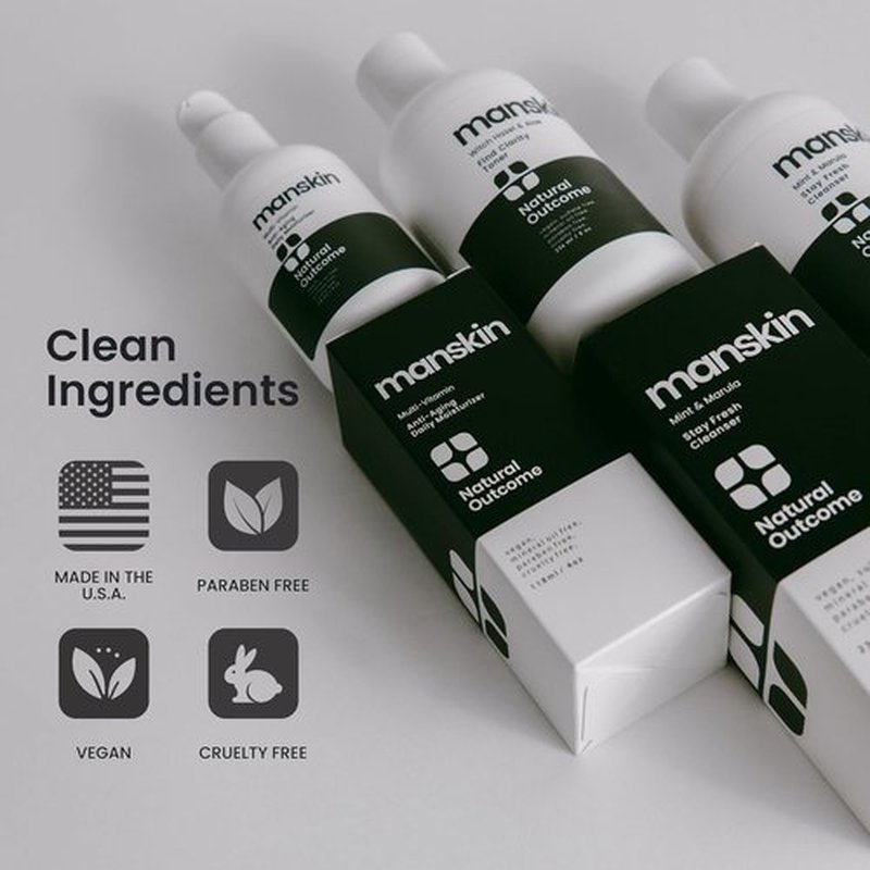 Natural Outcome Men's Skin Care Kit - Anti-Aging 3-Step Facial Regimen with Cleanser, Toner & Moisturizer