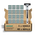 Razors for men Shaving,2-Blade mens Razor Cartridges Includes 1 Handles and 48 Replaceable razor head, With Lubricating Strip - Compatible With Atra Razor Handles（48 Cartridges reffills）