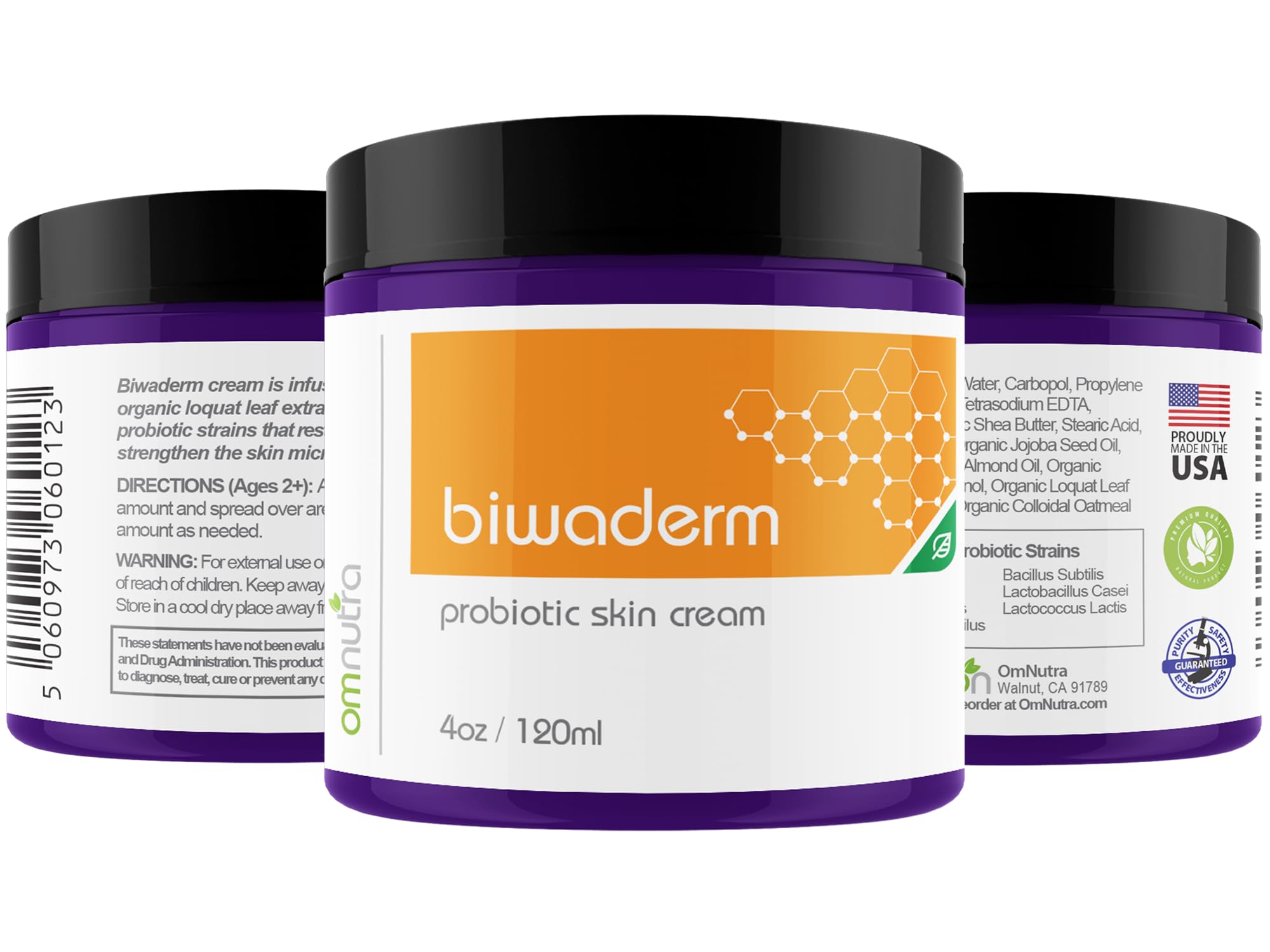 OmNutra Biwaderm Probiotic Skin Cream - 4OZ Organic Based Topical Probiotics for Skin Care Eczema Treatment Psoriasis Treatment for Folliculitis Treatment Pure Aloe Vera Gel 4oz