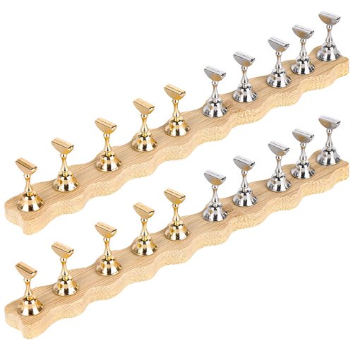 Tbestmax 2 Sets Nail Holder Stand for Press on Nails Display Wooden Wave Shape Nails Holder