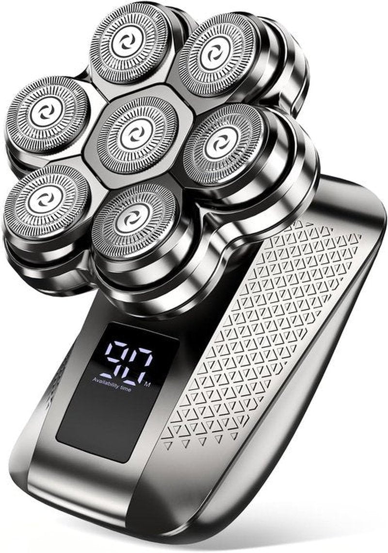 7D Electric Head Shaver - 5-in-1 Grooming Kit for Bald Men | Waterproof, Travel-Ready, LED Display