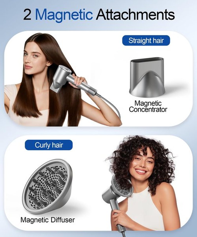 Hair Dryer, 160000 RPM High-Speed Ionic Blow Dryer with Magnetic Diffuser, Fast-Drying Hair Dryer for Women, 500M Negative Ions Frizz Control, Low-Noise Hairdryer for Home & Salon