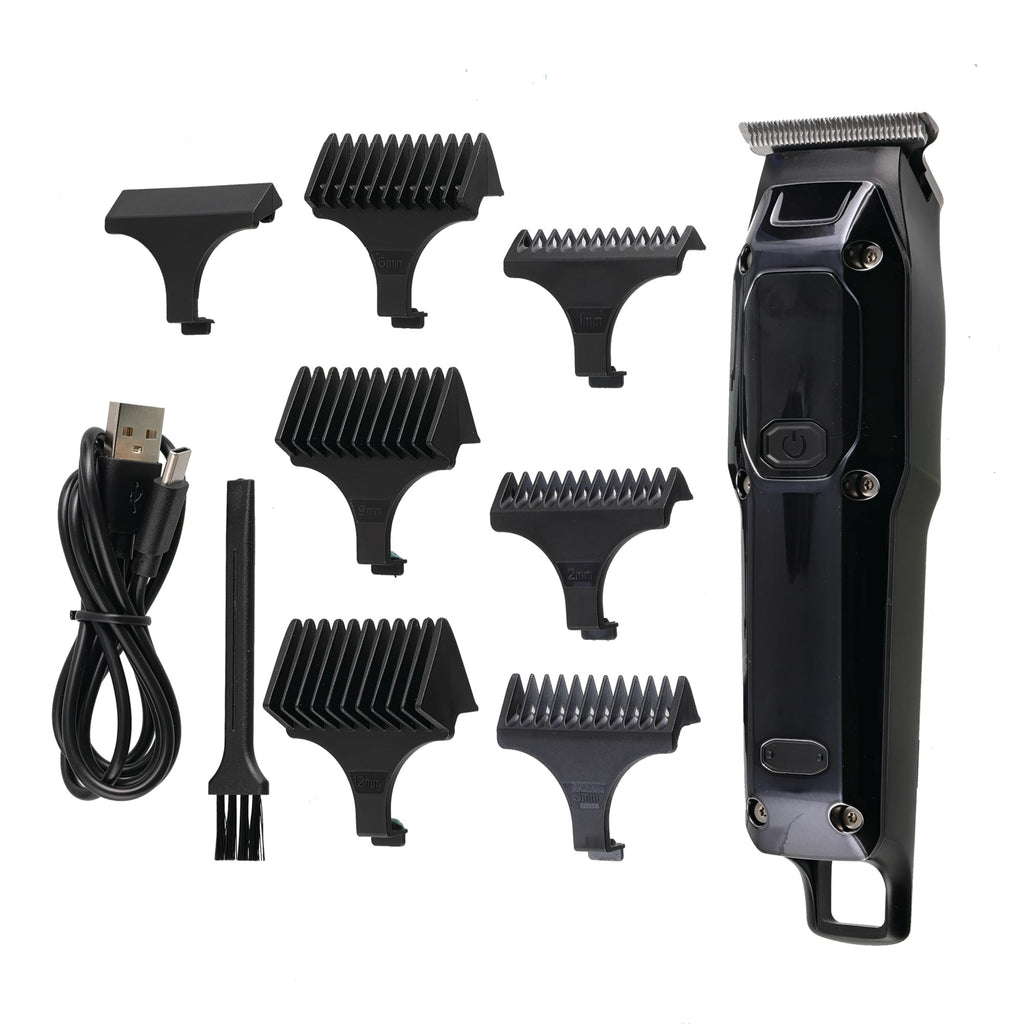 Barbasol T-Blade Trimmer, Rechargeable Hair and Beard Trimmer for Men, Dual Speed Hair Trimmer with 6 Clipper Guide Combs, LED Display, Clipper Oil, Brush, & Travel Bag