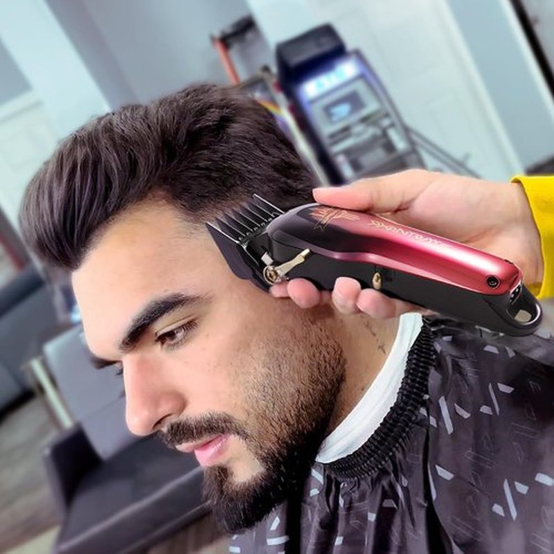 SUPRENT PRO Professional Hair Clippers for Men- Premium Barber Clippers DLC-Coated Blade & Brushless Motor- Rechargeable Haircutting Kit with DIY Customizable Casing- Gift for Men(Red)