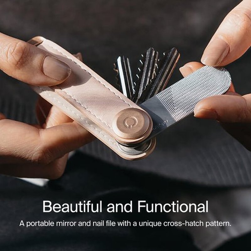 Orbitkey Nail File & Mirror for Key Organizer or Key Ring, Add On | 2-in-1 Compact Beauty Tool Nail File & Mirror | Made with Stainless Steel, Slim and Durable