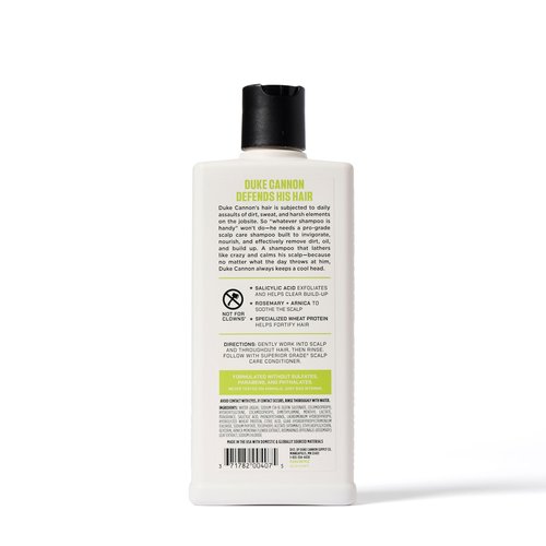 Duke Cannon Superior Grade Scalp Care Shampoo for Men, 14 oz – Salicylic Acid for Build-Up Removal, Rosemary & Arnica for Scalp Soothing, Wheat Protein for Strength, Sulfate-Free