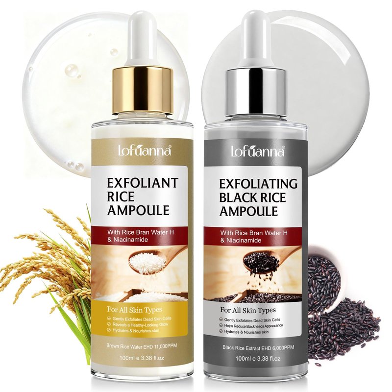 Peel Shot Glow Rice Peeling Ampoule,Gentle Black & White Rice Exfoliating Face Serum for Face & Body, Shrink Pores & Deeply Hydrating For All Skin Types