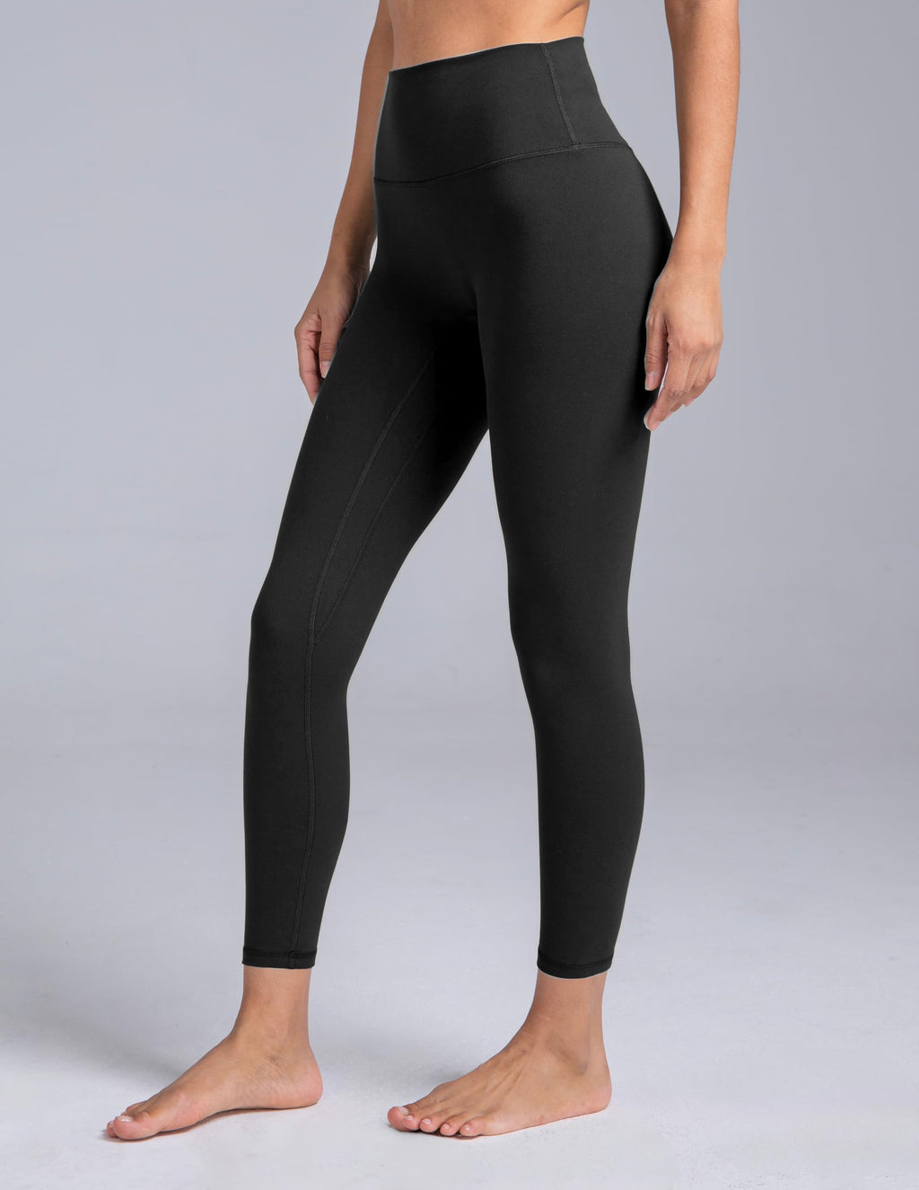 Colorfulkoala Dreamlux No Front Seam Leggings for Women 25" Inseam, High Waisted Buttery Soft 7/8 Yoga Pants (S, Black)
