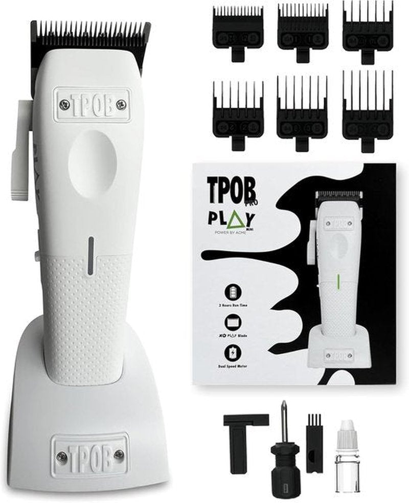 TPOB Mini Play Professional Hair Clippers - Compact Design for Precision Cutting | White Finish