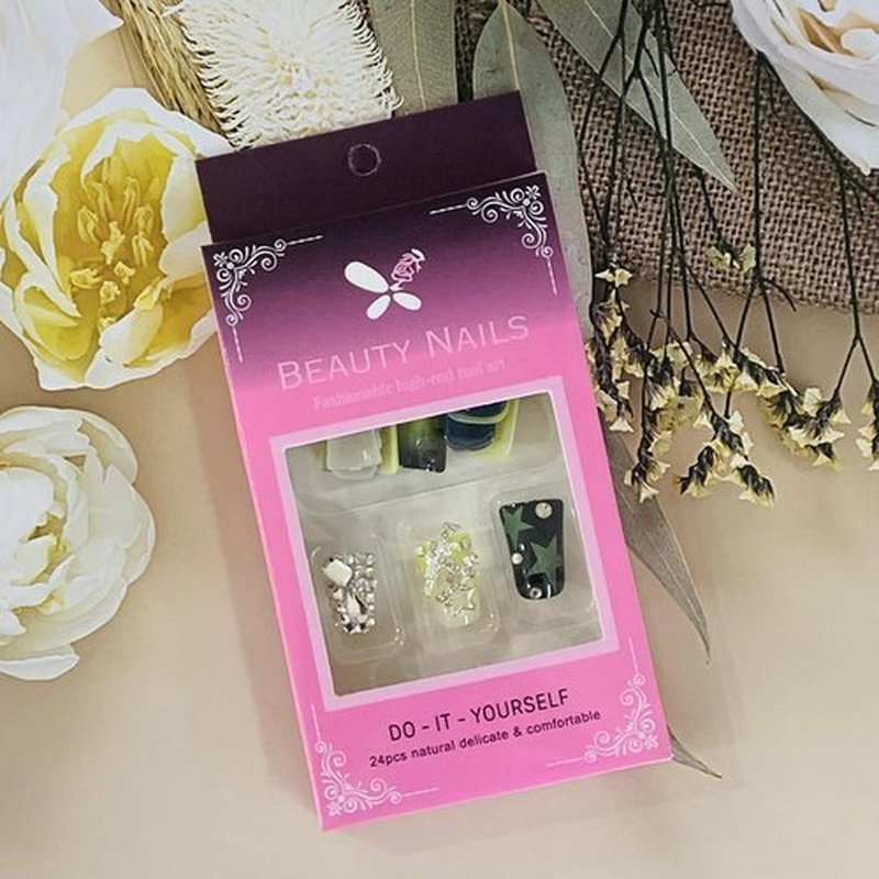 FIEONCIY Press on Duck Shaped Acrylic Medium French False Nails with Designs Artificial Fake Nails with Charms Glue ons Nails Stick on Fingernails for Women Girls (XXS240)
