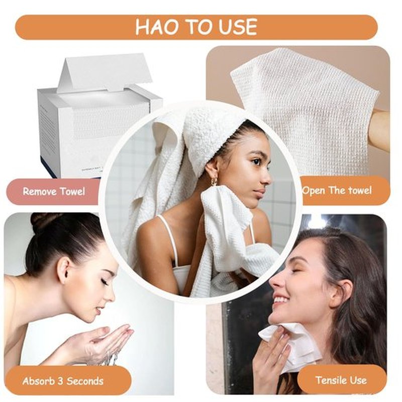 Face Towels Disposable Biodegradable Soft Washcloths for Sensitive Skin, Lint-Free Washcloths for Face Washing, Skin Care, and Makeup Removal, Wet and Dry Towels,25 Sheets