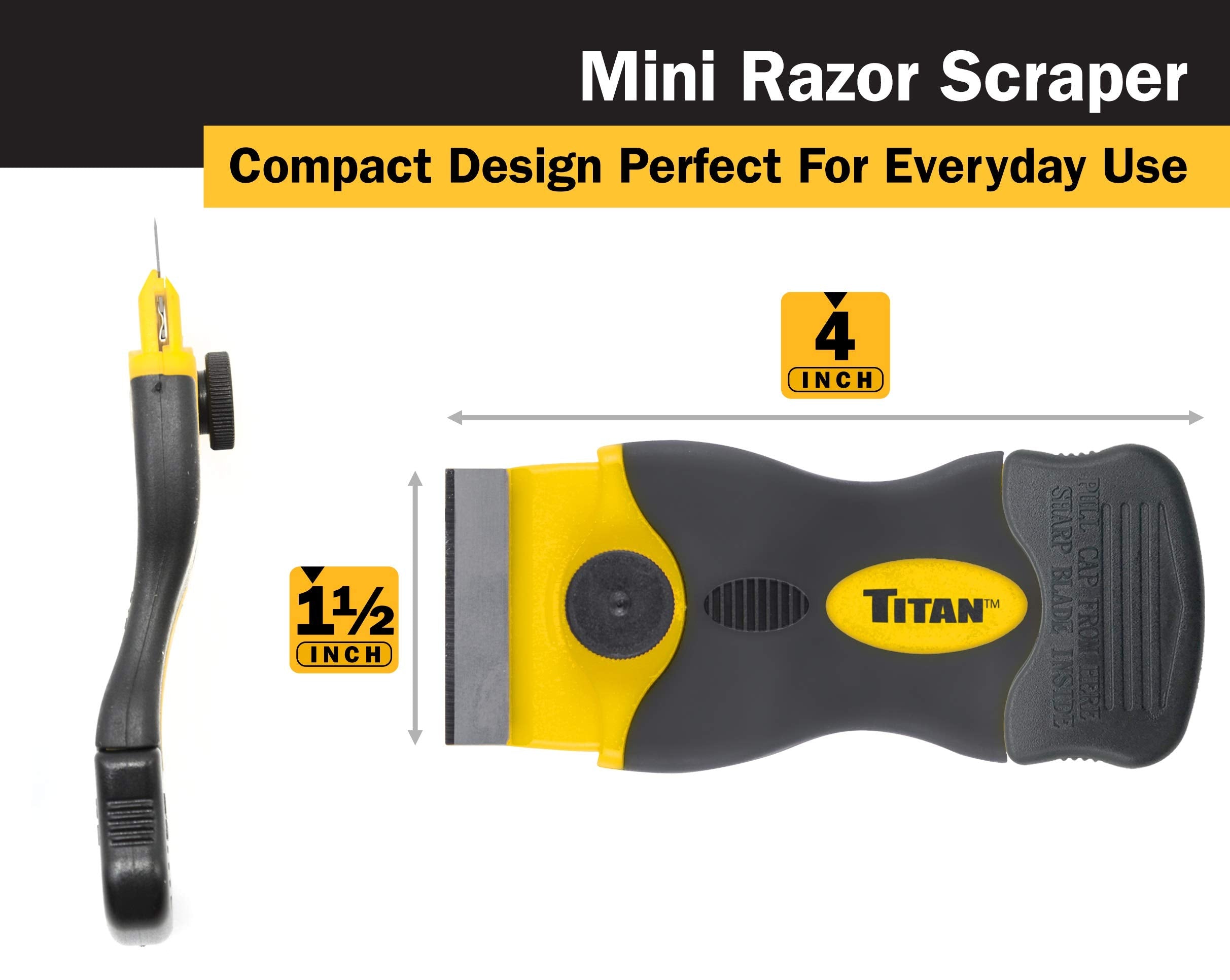 Titan Tools 17013 4-Inch Mini Razor Scraper with (10) Non-Marring Plastic Blades and (11) #20 Steel Blades