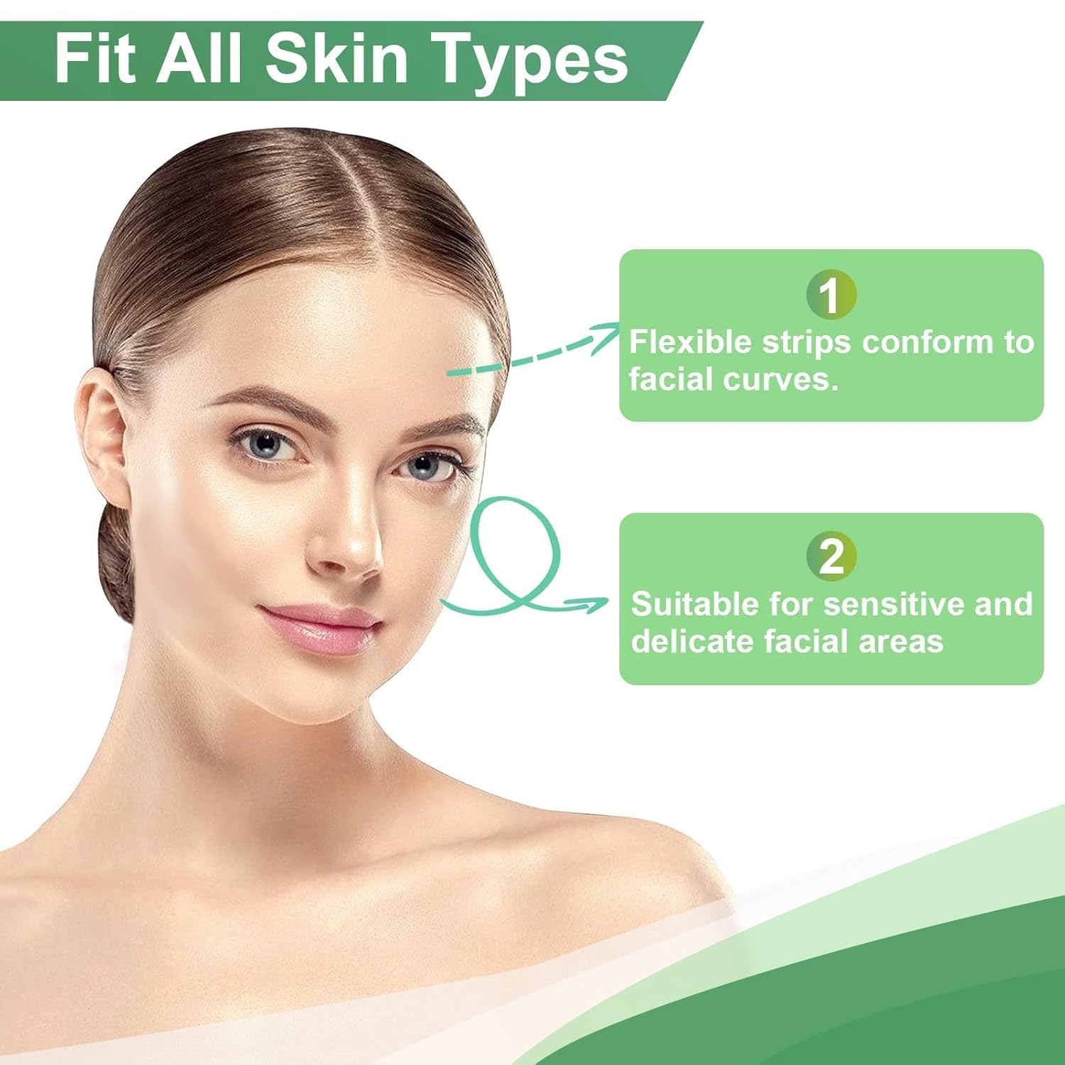 Facial Wax Strips - 100 Count, Facial Hair Removal for Women, Waxing Strips for Face Eyebrow Upper Lip Cheek Hair Remover, Quick & Painless At Home Waxing Kit for All Skin Types with 6 Pcs Wax Wipes