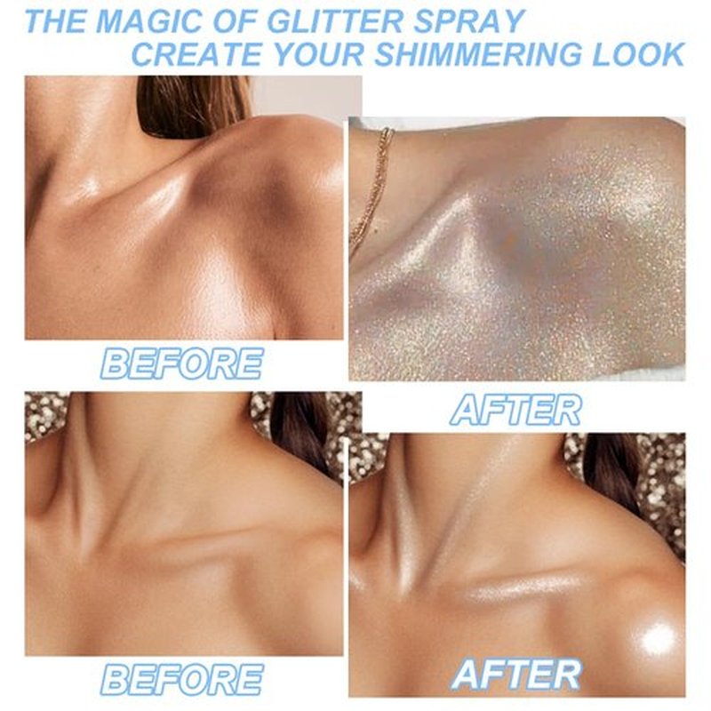 Hair and Body Glitter Spray, Shimmering Powder Sparkle Powder Makeup, Glitter Loose Sparkle Makeup for Body Highlighter,Festival Prom Rave Accessories (Glint-Rainbow)