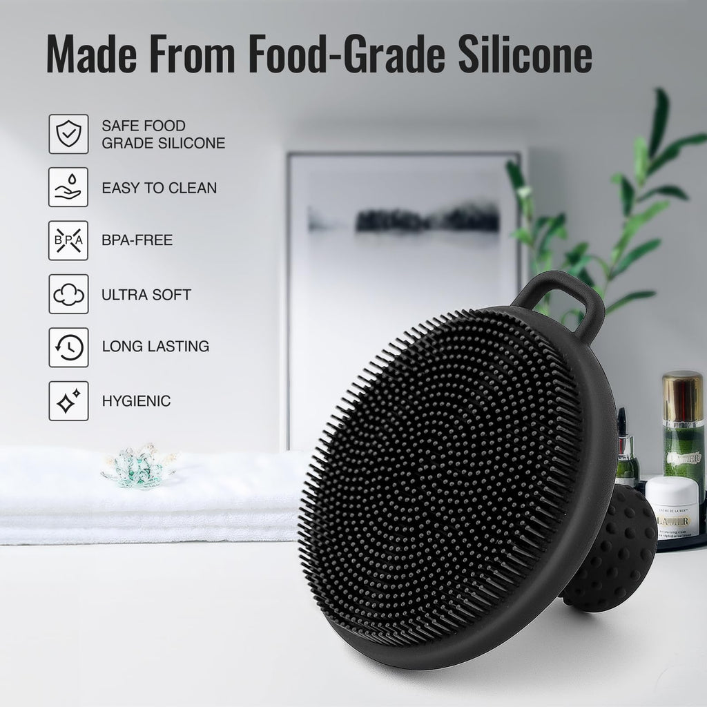 Ithyes Silicone Face Scrubber exfoliator, Facial Cleansing Brush,Gentle Exfoliation and Blackhead Removal for Men and Women, Suitable for Sensitive Skin,Face Exfoliator Tool,1Pack (Black)