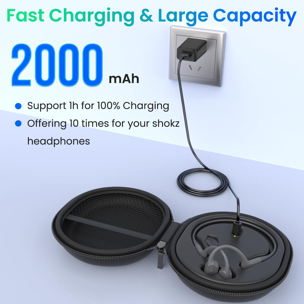 3 in 1 Wireless Charging Station Compatible with Shokz Headphones, FEFAIA Fast Charging Case Built in 2000mAh, Magnetic Charger Stand Dock Cord Charging Cable for Shokz OpenRun/Pro, OpenRun/Pro Mini