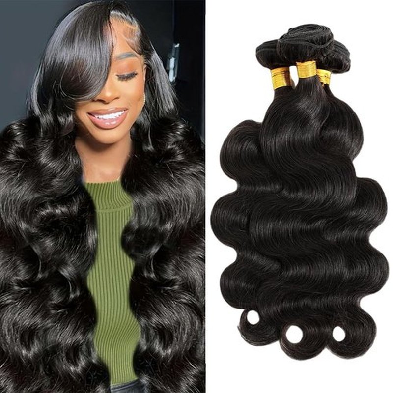 Body Wave Bundles Human Hair 20 22 24 Inch 100% Unprocessed Brazilian Raw Weave 3 Bundle Quick Weave Hair Extensions for Black Women Natural Color