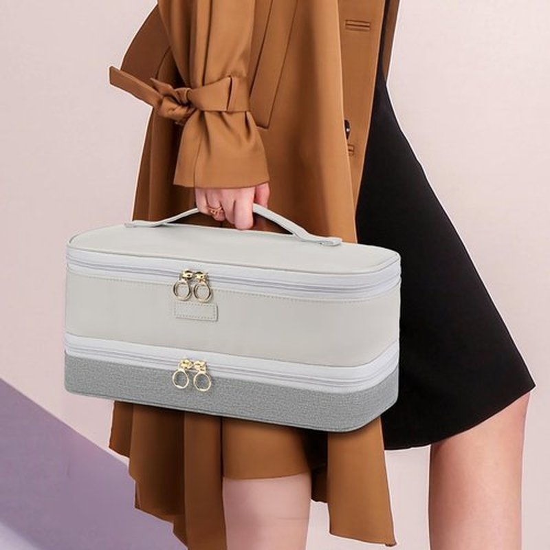 Travel Carrying Case Compatible with Shark Flexstyle/FlexFusion/Hair Dryer,Double-Layer Hair Hot Tools Storage Bag Fits for Dyson Airwrap Styler/Supersonic Hair Dryer and Attachments,Grey-Bag Only