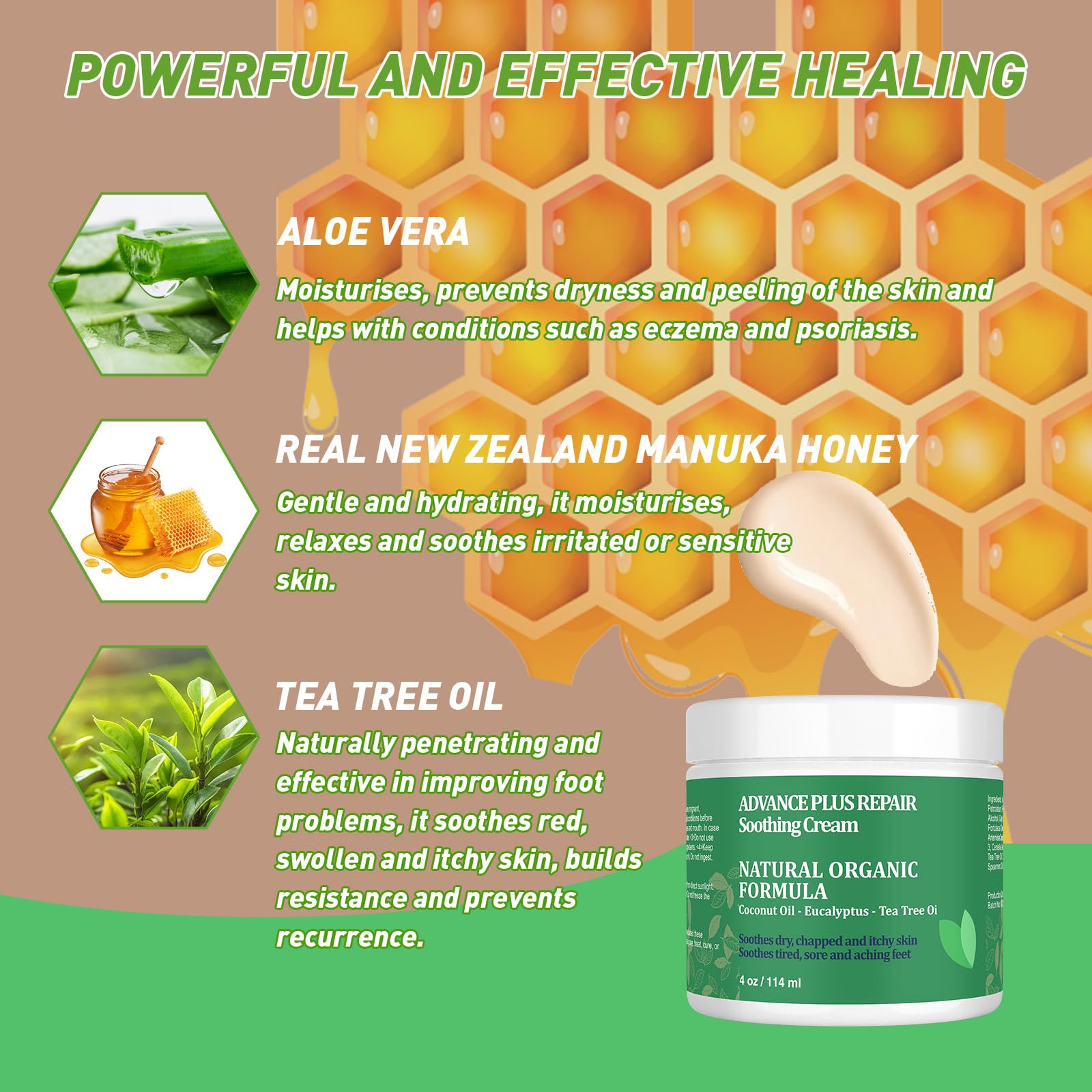 KOKOMAANE Tea Tree Oil and Manuka Honey Balm, Double Add, Jock Itch Cream Extra Strength, Natural moisturiser, Dyshidrotic Eczema Ointment, Relieves itching, Smoothes dry & sensitive skin