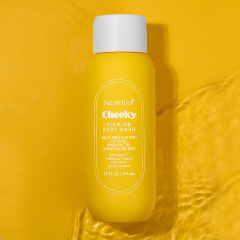 NATURE WELL Cheeky Firming & Cleansing Body Wash, Infused With Caffeine, Brazil Nut Oil, & Guarana Extract, Scented With Pistachio, Almond, Coconut, & Salted Caramel, 13 Fl Oz