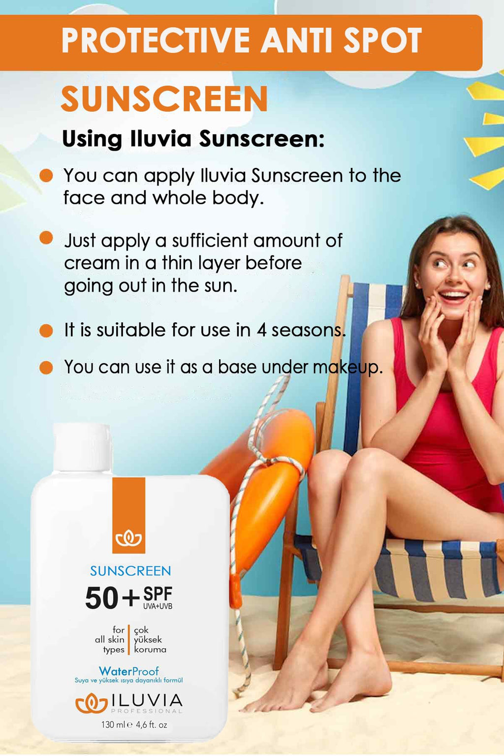 iluvia SPF 50 Mineral Sunscreen Zinc Oxide (2 Pack) - Broad Spectrum UVA/UVB Protection, Water Resistant, Non-Greasy, No White Cast - Daily Face & Body Sunblock for All Skin Types (4.6 oz Each)