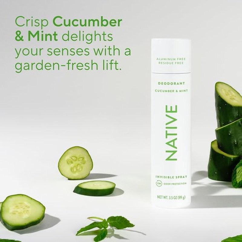 Native Deodorant | Cucumber & Mint Body Spray - 72-Hour Odor Protection, Aluminum-Free, 3.5 oz