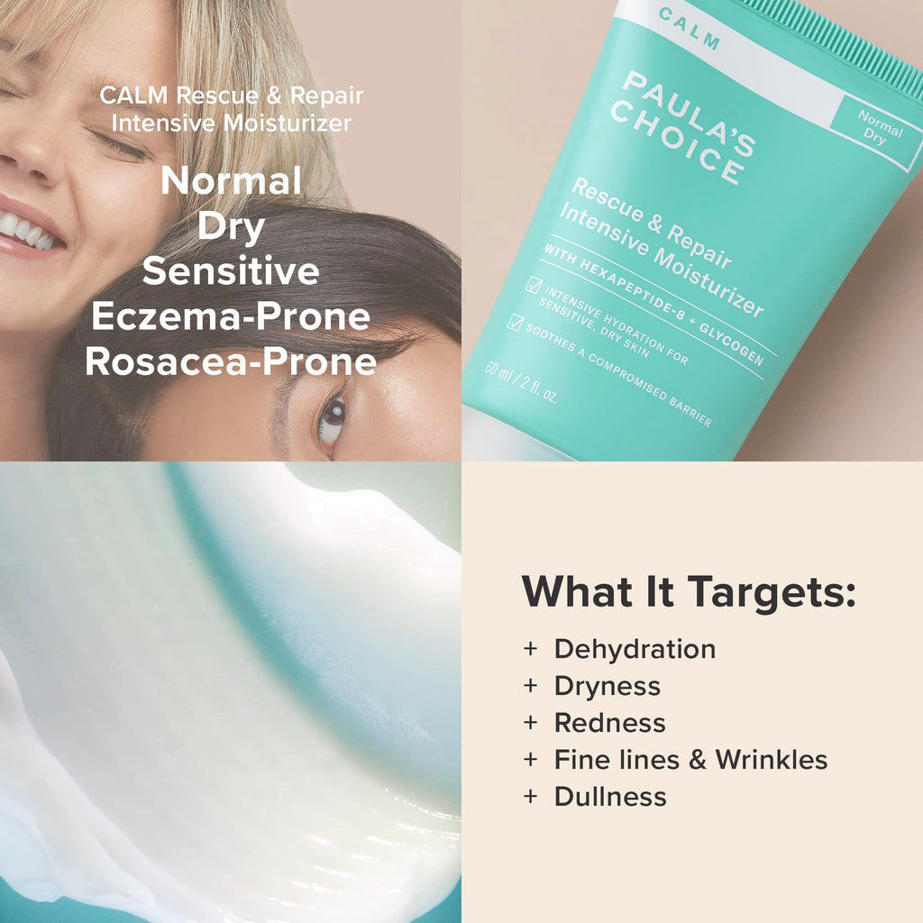 Paula's Choice CALM Intensive Face Moisturizer for Dry & Sensitive Skin, Face Cream Calms, Hydrates & Soothes Redness, Suitable for Rosacea-Prone & Eczema-Prone Skin & Fragrance-Free