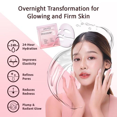 realori Salmon DNA PDRN Collagen Face Mask – Korean Face Mask for Glass Skin – Collagen Face Masks Skincare Overnight Hydrogel – Firming, Hydrating Face Masks, Pink Collagen Mask 4-Pack