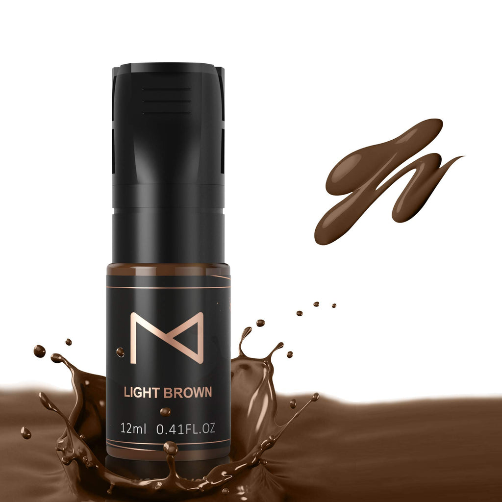 M Cosmetic LIQUID Pigment For Eyebrow Powder Brows, Nano Brow, Shading Permanent Makeup, Microblading - Machine Use - No Mixing - For Professionals Only -12ml (Light Brown)
