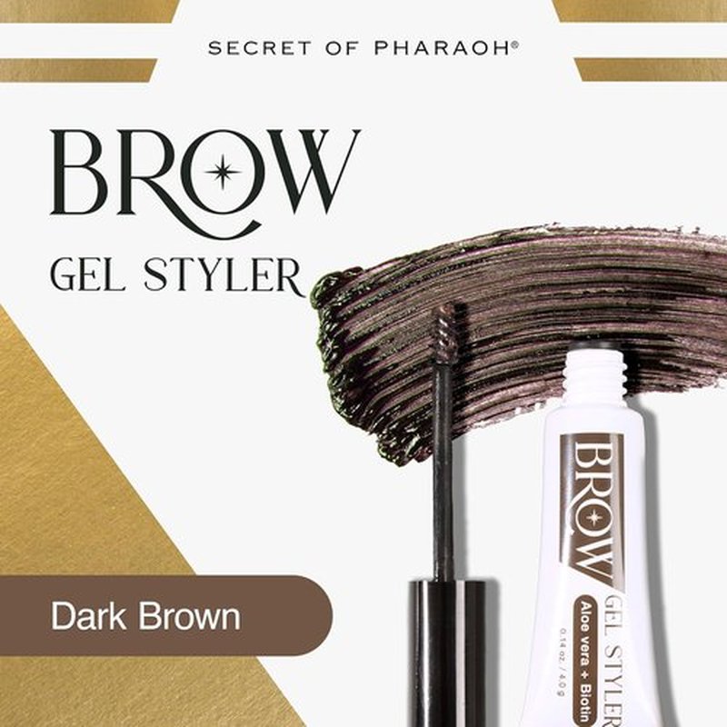 Secret of Pharaoh Brow Gel Styler - Dark Brown, Water-Resistant Eyebrow Gel for Natural Lifted Look