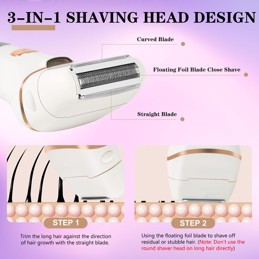 Bikini Trimmer for Women, 4 in 1 Electric Razors for Women Pubic Hair, Epilator and Electric Callus Remover Set, Wet/Dry Use Body Hair Trimmer, Rechargeable Hair Removal for Bikini Legs Underarm Arm