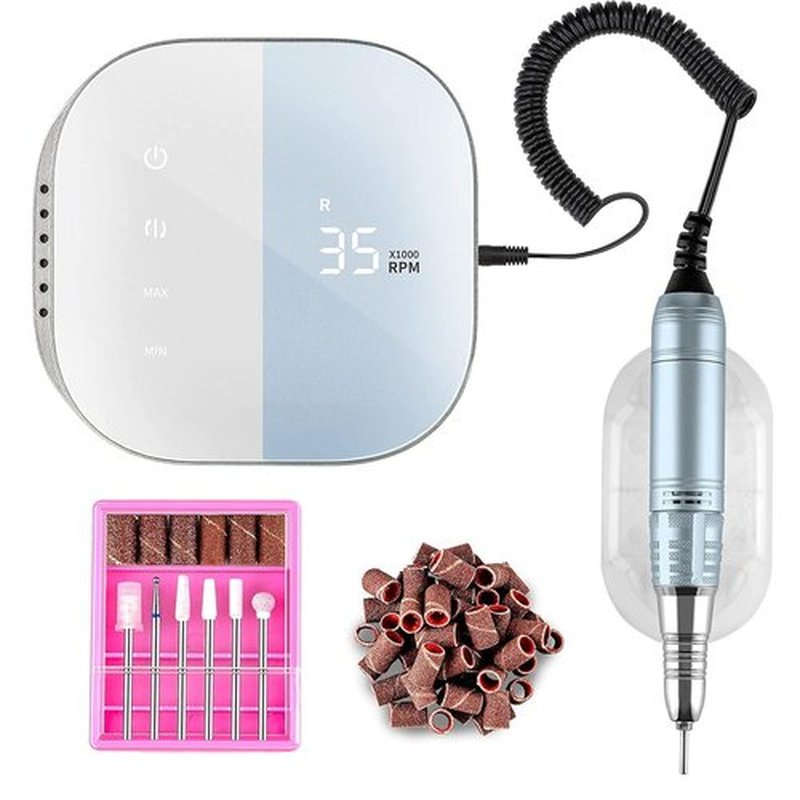 Madenia Professional Nail Drill Machine - 35,000 RPM Electric Efile Kit for Acrylic Nails | Compact Touch Screen Design, Blue
