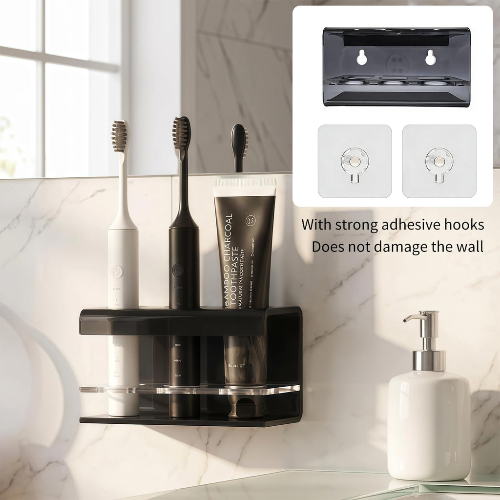 Dvzodlxn 3 Slots Acrylic Electric Toothbrush Holders for Bathrooms(Black)