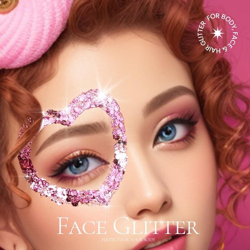 Teenitor Pink Body Glitter, Chunky Face Glitter, Hair Glitter Gel, 80g/2.8oz Pink Festival Cheer Holographic Glitter for Makeup Face Body Hair