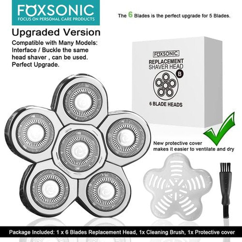 Skiennix Men's Electric Shaver Replacement Heads - 6 Blades for Smooth Shaving Experience
