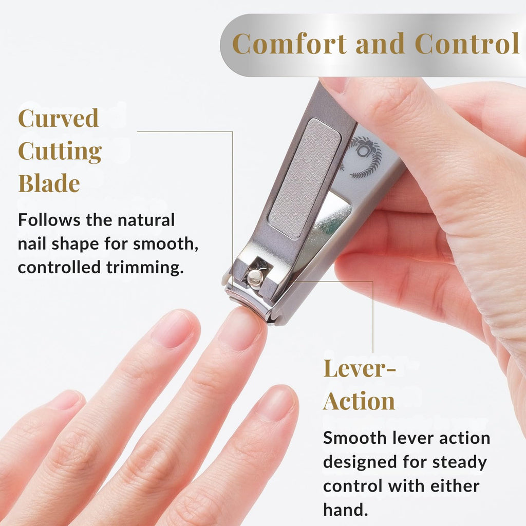 Wablade Nail Clipper with Curved Blade, Japanese Carbon Steel, Built-in Nail File, Splash-Resistant Catcher, Samurai-Inspired Design, Made in Seki Japan (Oda Nobunaga)