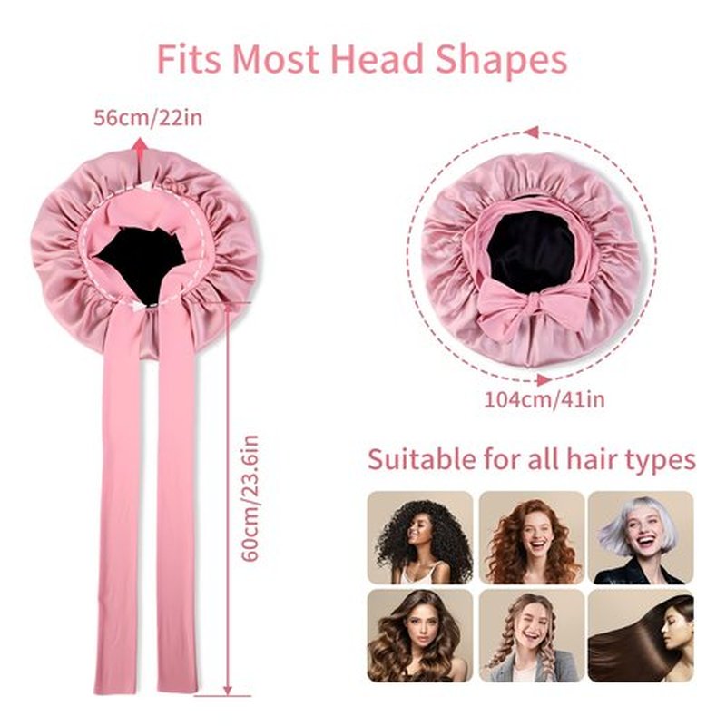 SILMANA Silk Bonnet for Sleeping Women, 22 Momme 100% Mulberry Silk Sleep Cap with 2 Matching Silk Scrunchies, Double-Sided Wearable Hair Bonnet for Night Hair Care and All Hair Types - Pink