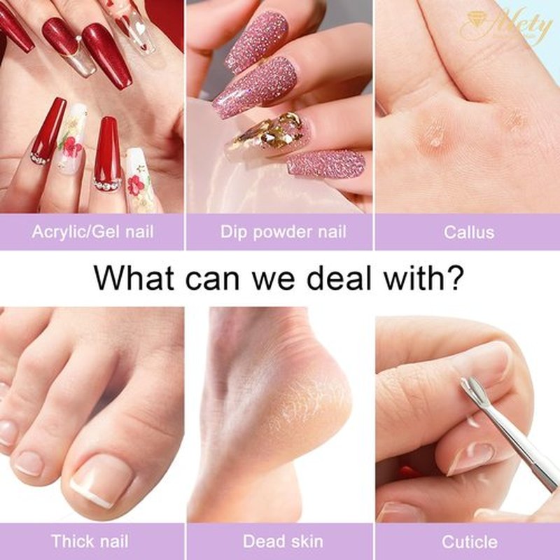 Alety Electric Nail Drill Kit - Portable File for Acrylic Gel Nails, Professional Machine Efile Manicure Pedicure Tools With Gold Drill Bits for Home Salon Use