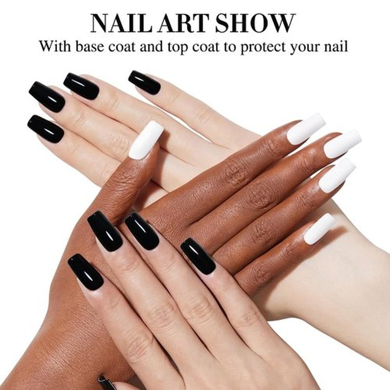 Double Rhythm UV Gel Polish Set - 2 Pcs 15ml Pure White & Black Nail Art Kit for DIY Salon Use