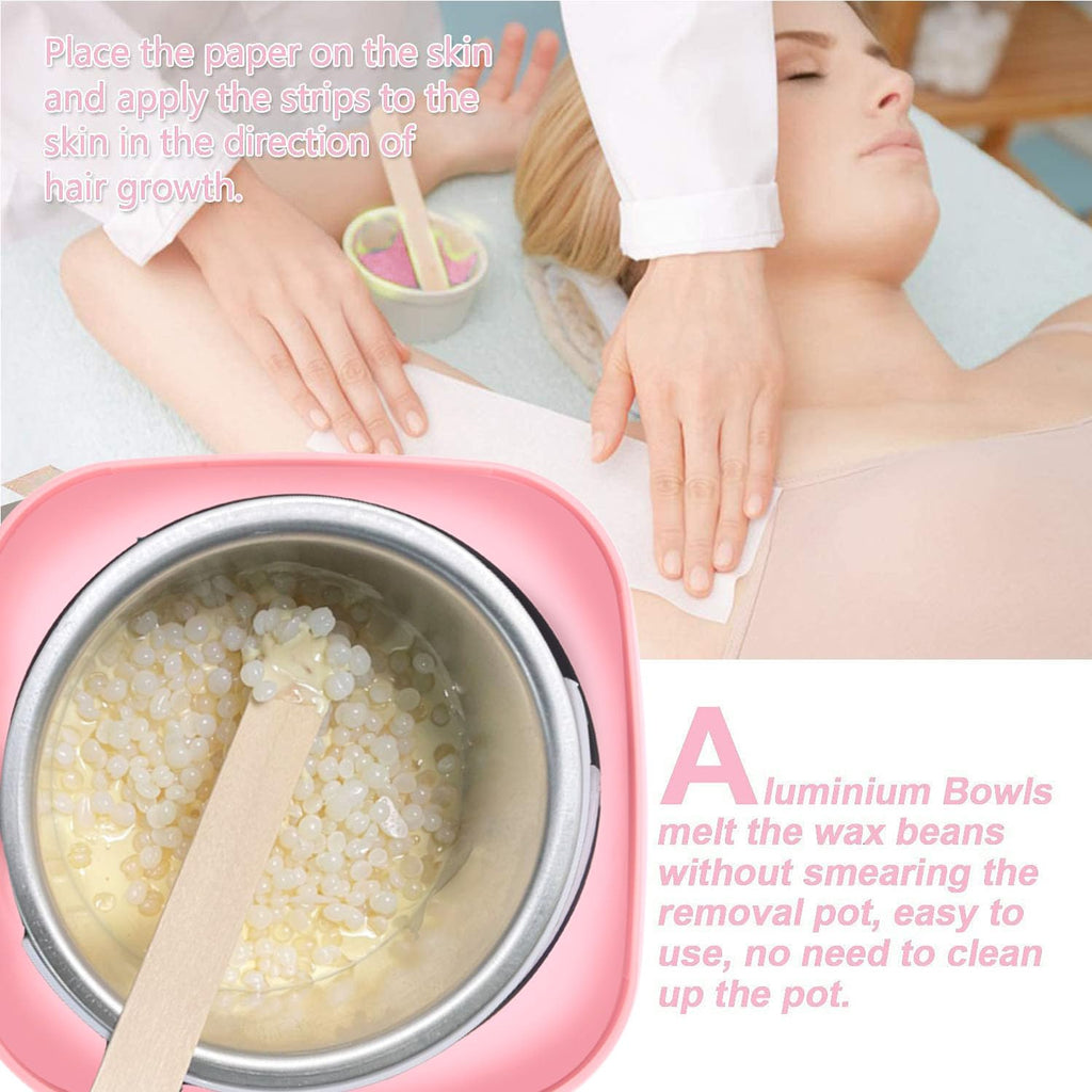 Waxing Kit, Auperwel Hard Wax Kit for Hair Removal Wax Warmer with Moisturizing Aloe Formulas 4 Bags Pearl Wax Beads for Full Body, Legs, Face, Underarm, Bikini, Brazilian Waxing