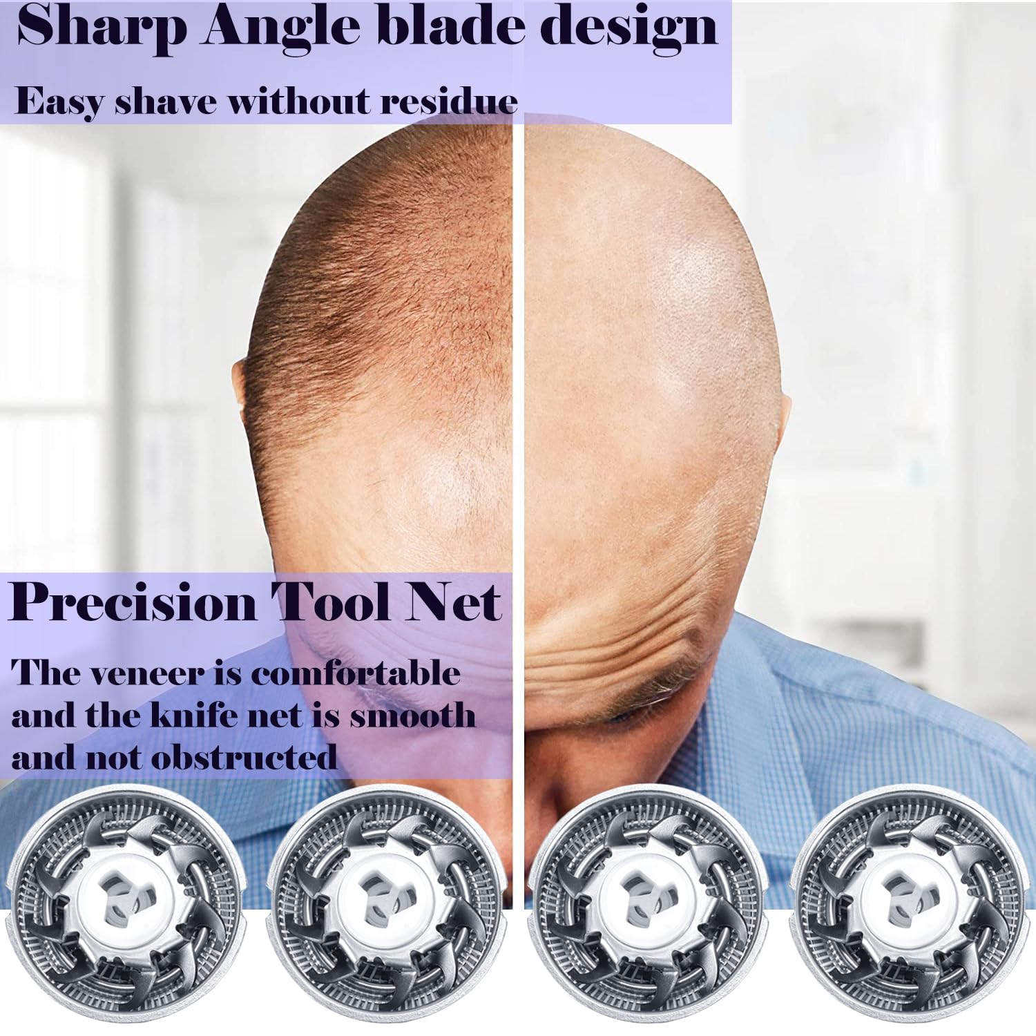 Shaver Replacement Blades compatible with Skull Shaver Pitbull Gold Pro Shaver ，Men's Electric Shaver Replacement Heads,Replacement Heads for Electric Shavers，8Count