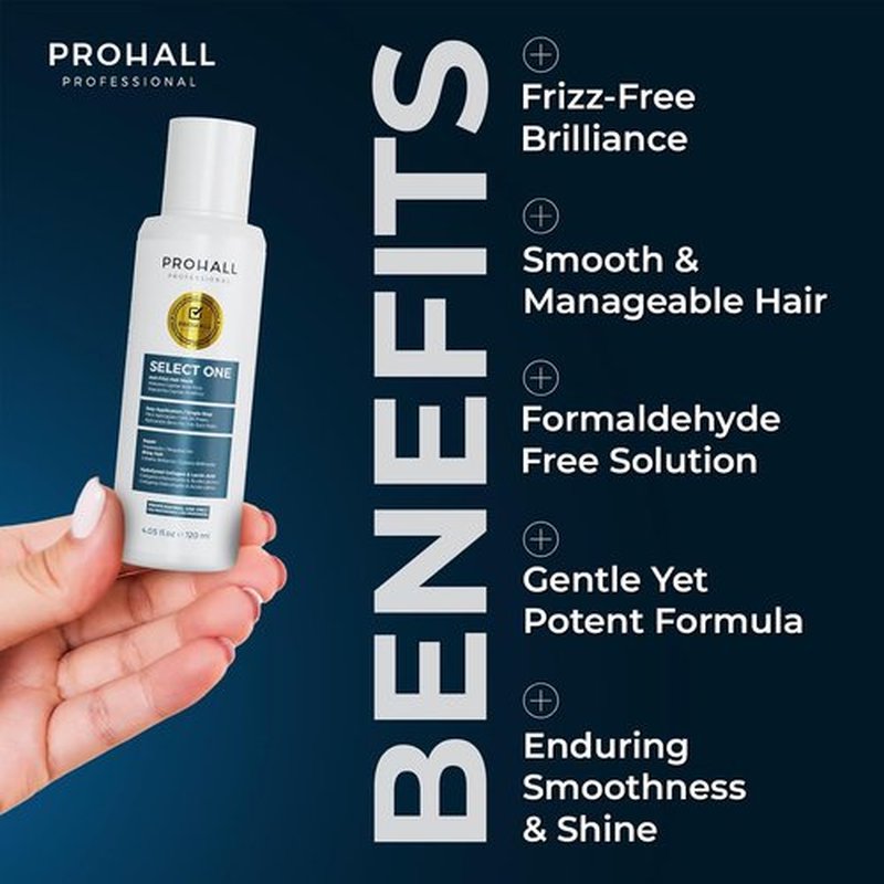 Prohall Select Brazilian Keratin Treatment - Formaldehyde-Free Blowout Complex | 4.05 oz Hair Treatment