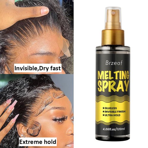 Brzeaf Lace Melting Spray and Holding Spray(120ml), Extreme Hold & Glueless, Melting Spray for Lace Wigs, Strong Natural Finishing Hold, Dries Quickly, Wig Melting Spray & Hair Adhesive for Wigs