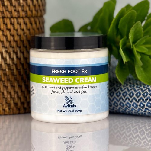 Avital's Apiaries Fresh Foot Rx Seaweed Cream, 7 oz, Moisturizing Foot Cream with Peppermint, Witch Hazel, Panthenol, Allantoin, Cocoa Butter for Cracked Feet, Calluses