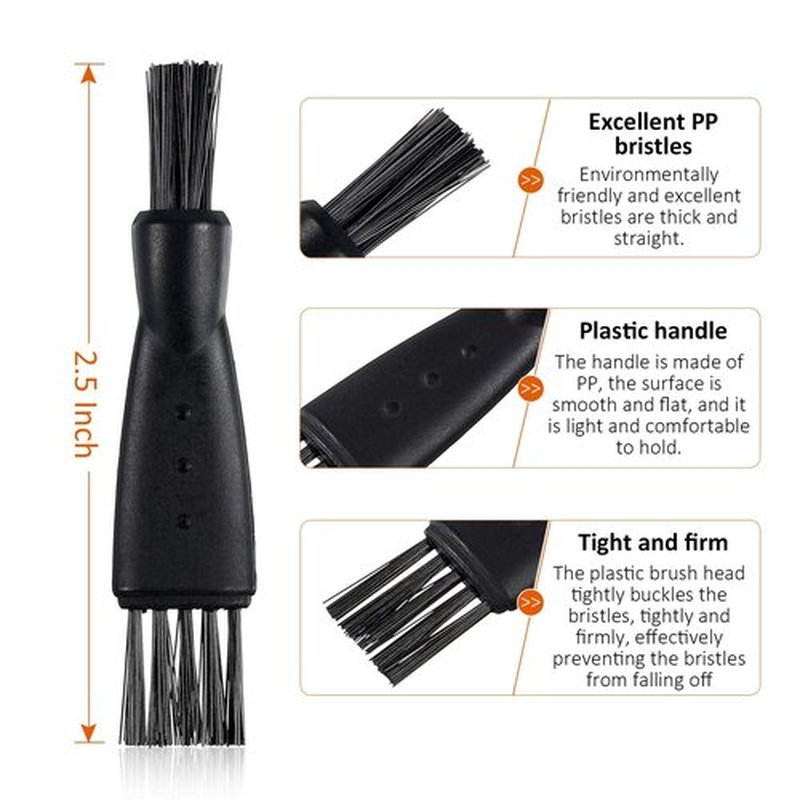 Patelai Electric Shaver Cleaning Brush Set - 8 Double-Sided Nylon Bristle Brushes for Razors & Trimmers | Black