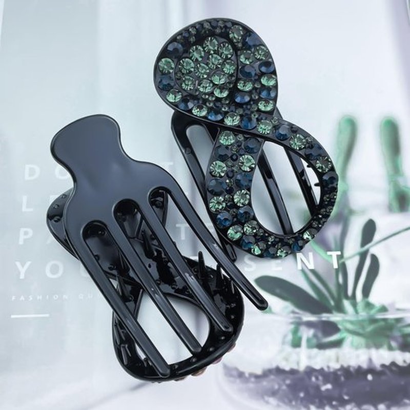 6 Pcs Rhinestone French Concord Flat Hair Clips, 3.74 Inch Curved Hair Claw Alligator Hair Clips Volume Strong Hold Banana Barrettes Hair Clamps Jaw Clips for Women