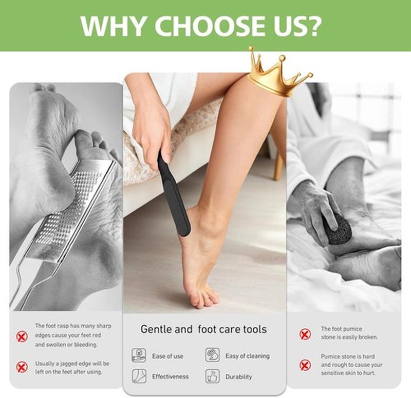 BALUCA Hard Skin Remover Nano Glass Foot File - Durable Callus Remover & Hygienic Pedicure Tool, Black