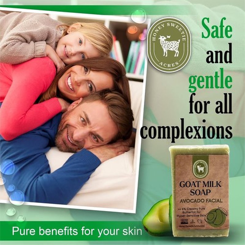 Honey Sweetie Acres Avocado & Goat Milk Facial Cleansing Bar - All-Natural, Moisturizing 3 Oz - Eco-Friendly, Handcrafted in USA